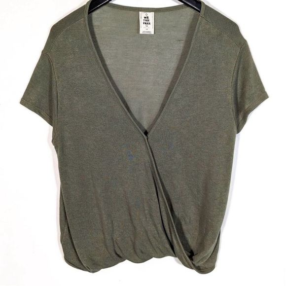 Free People Knit Cross Front v neck Tee shirt‎ top- XS - Picture 2 of 4